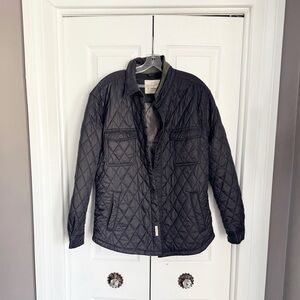 Men's Quilted Black Shirt Jacket - Lightweight Layering